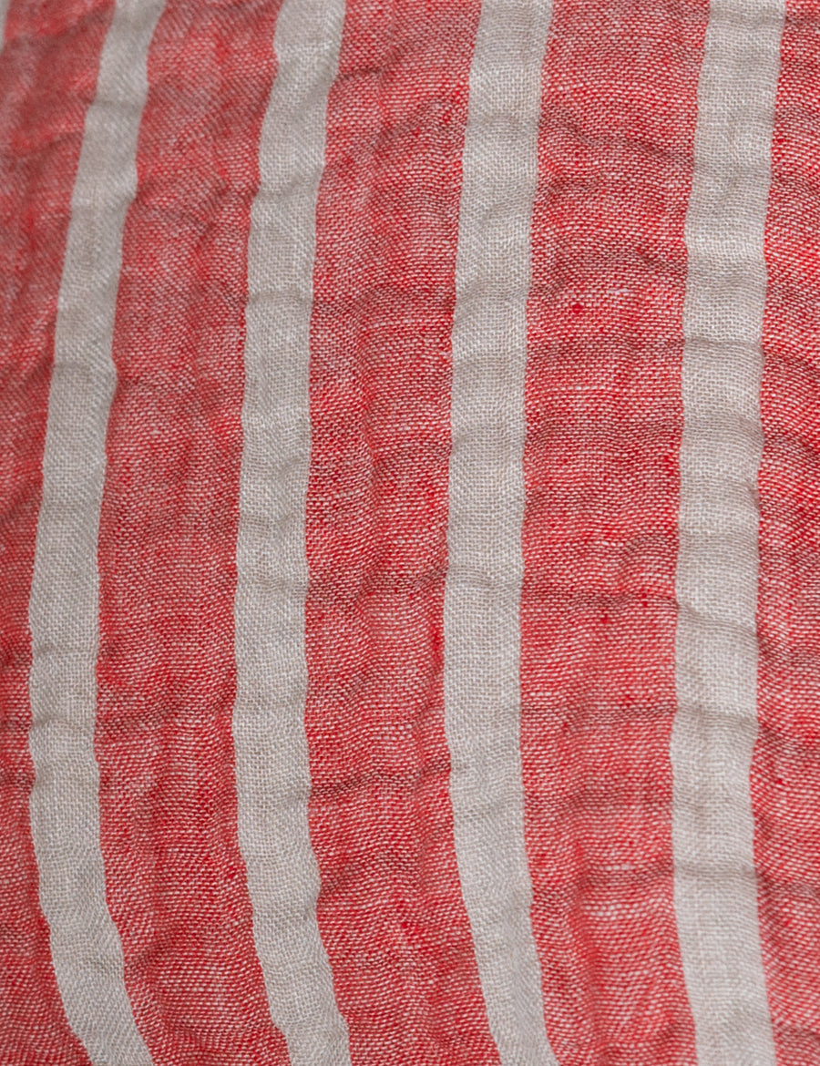 colour swatch of charcoal natural stripe bed coverlet
