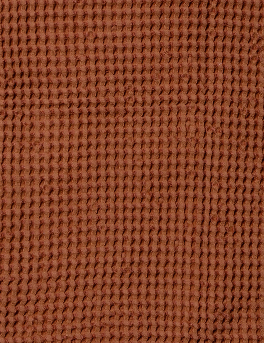 colour swatch of linen waffle towel in rust colour