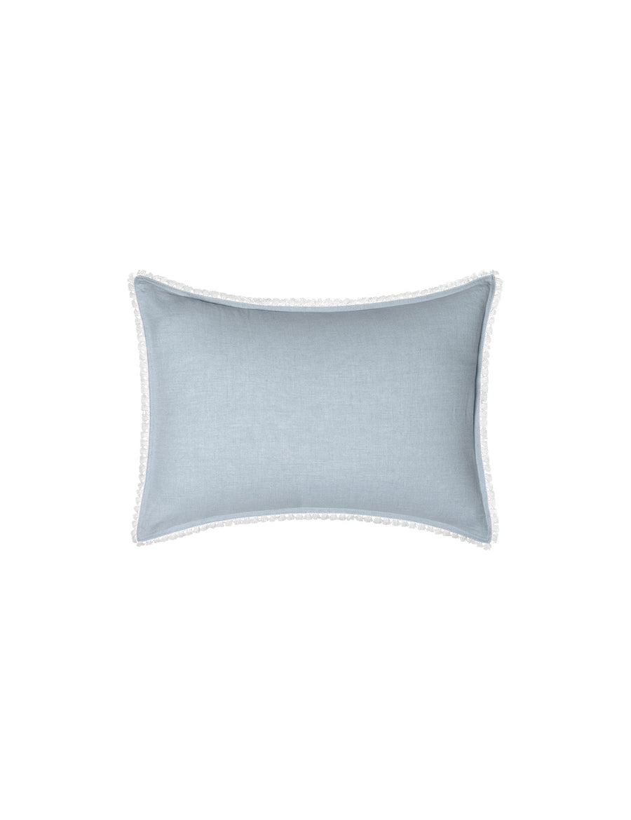 linen petite pillow with cotton tassel trim in cloud colour