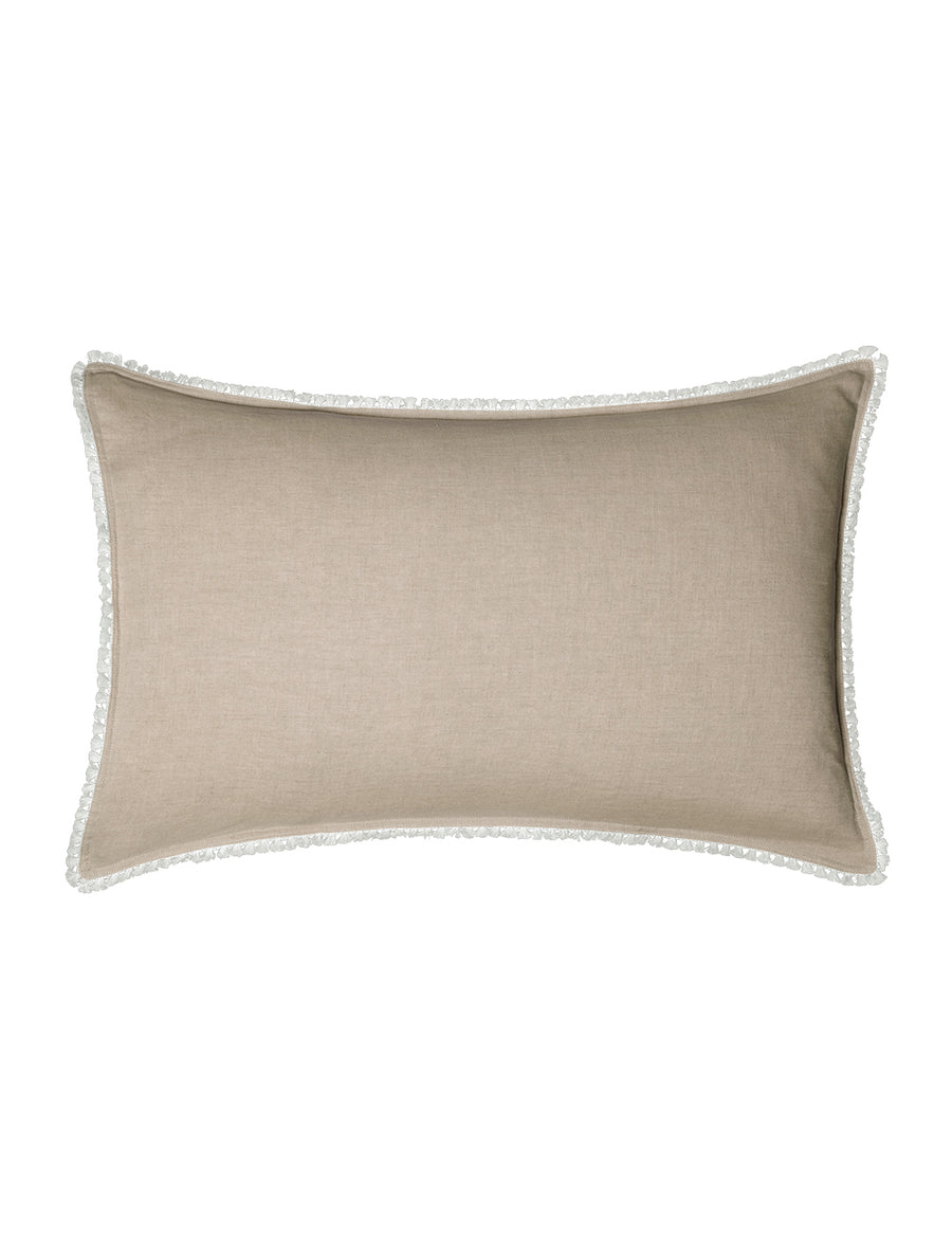 linen pillowcases with cotton tassel trim in natural colour