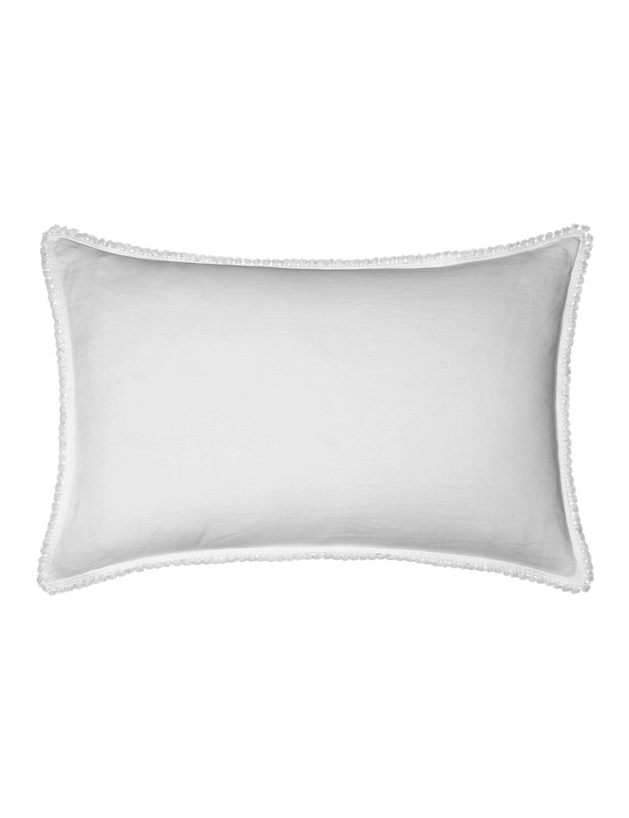 linen pillowcases with cotton tassel trim in white colour