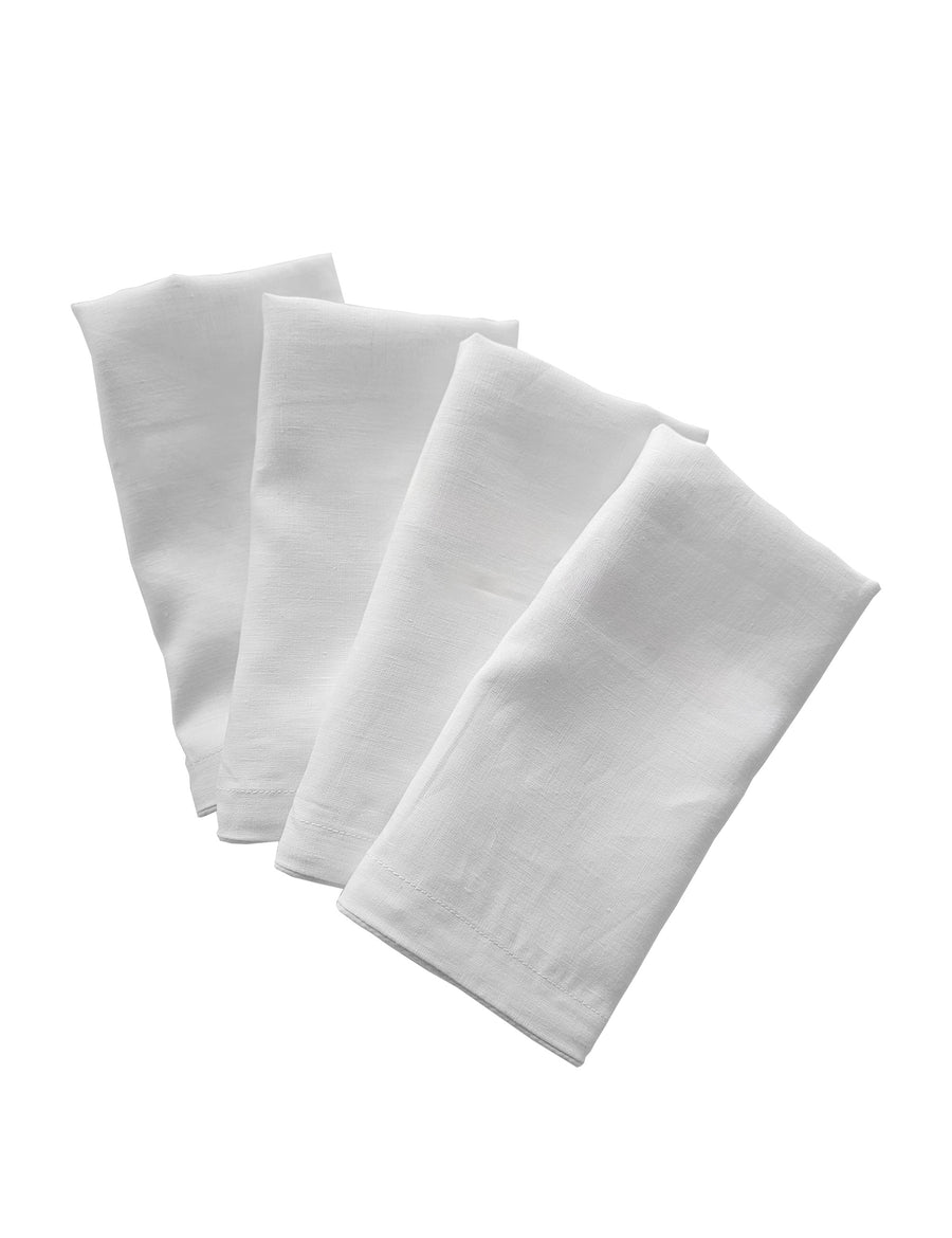 linen table napkins in white colour with white piping