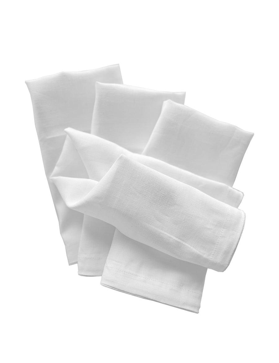 linen table napkins in white colour with white piping