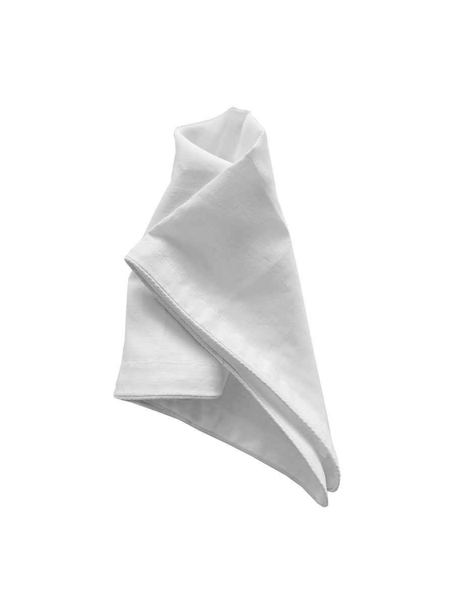 linen table napkin in white colour with white piping