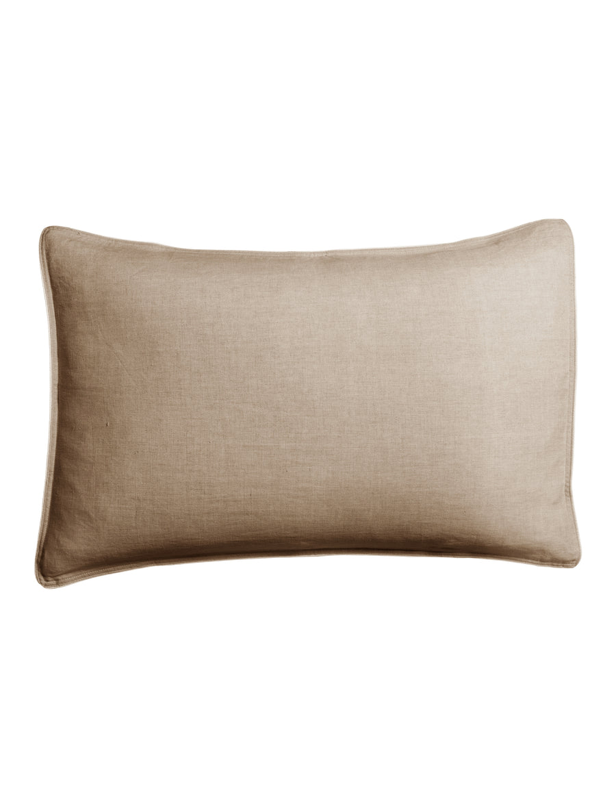 piped pillowcases in natural colour with contrast piping in white