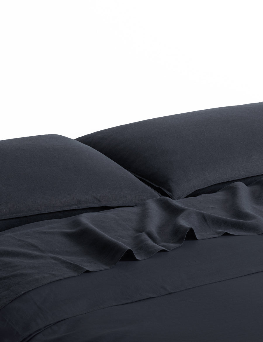 ecom shot of the classic linen quilt set in charcoal colour