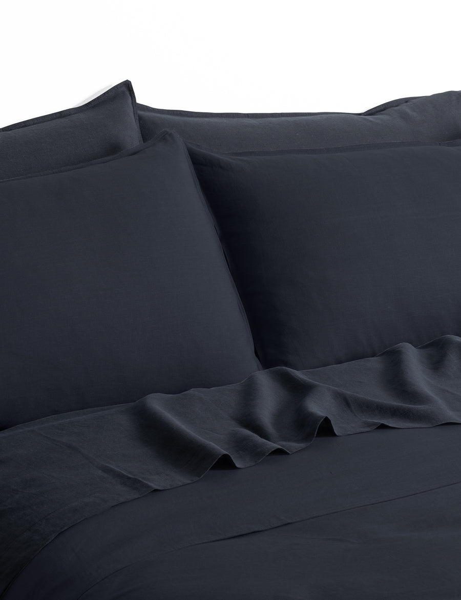 ecom shot of the classic linen quilt set in charcoal colour