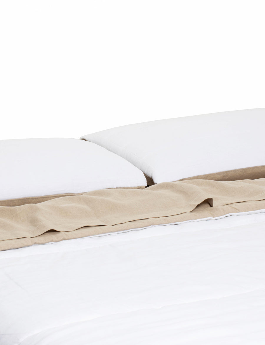 luxurious reversible quilted coverlets in white and natural colour