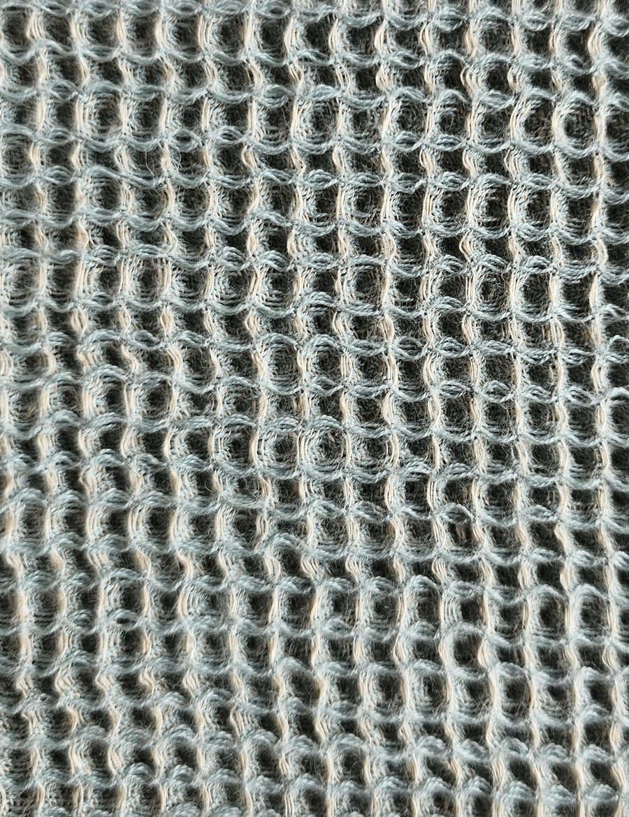 colour swatch of linen cotton textured throw in azure
