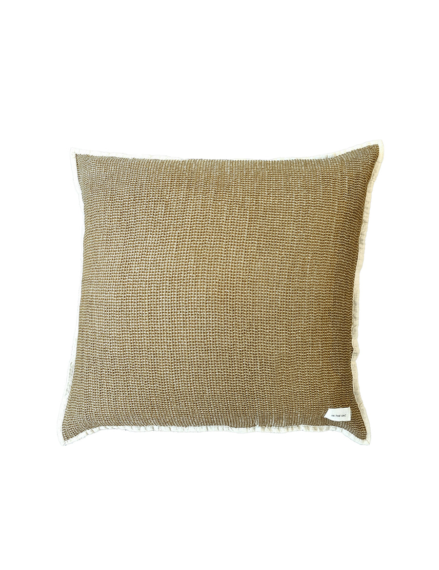 european pillowcase with textured linen cotton in olive colour