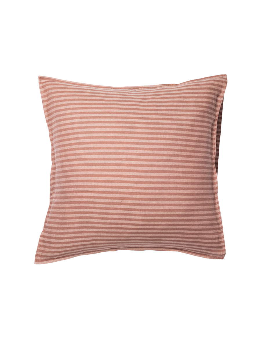chaplin stripe european linen pillowcase in grenache