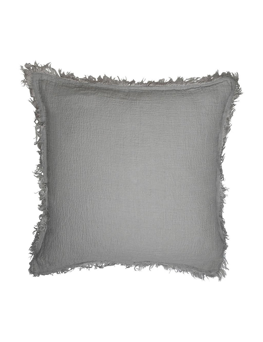 linen textured european pillowcase in cement colour