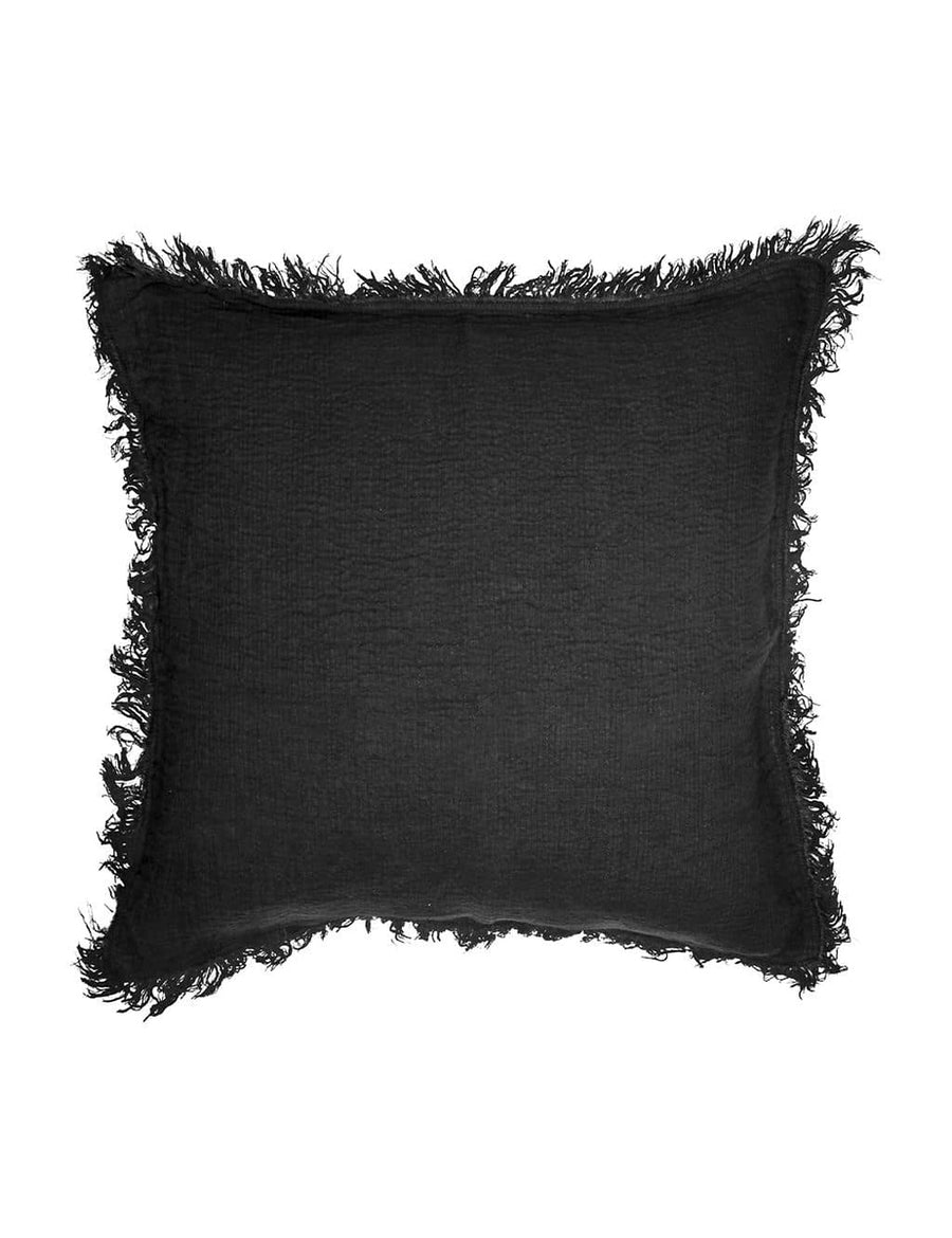 linen textured european pillowcase in charcoal colour
