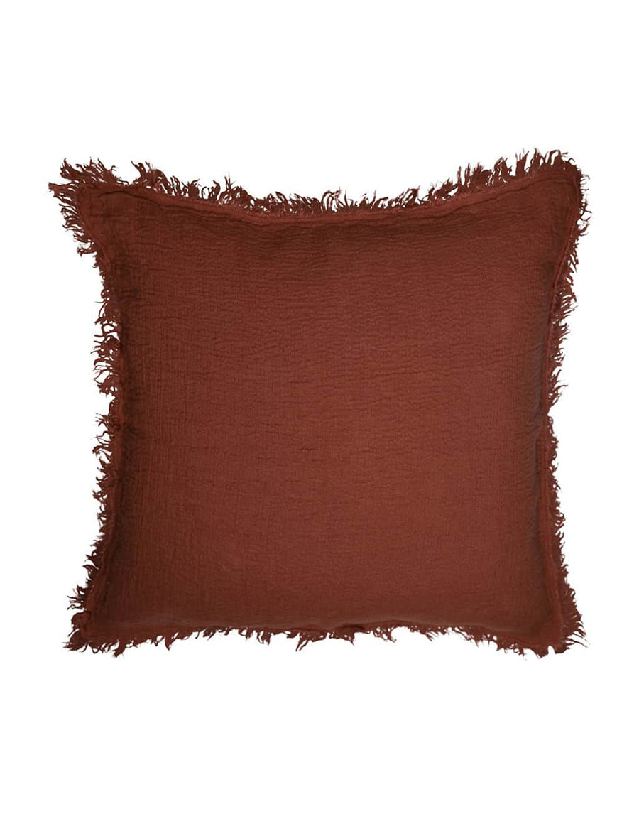 linen textured european pillowcase in rust colour