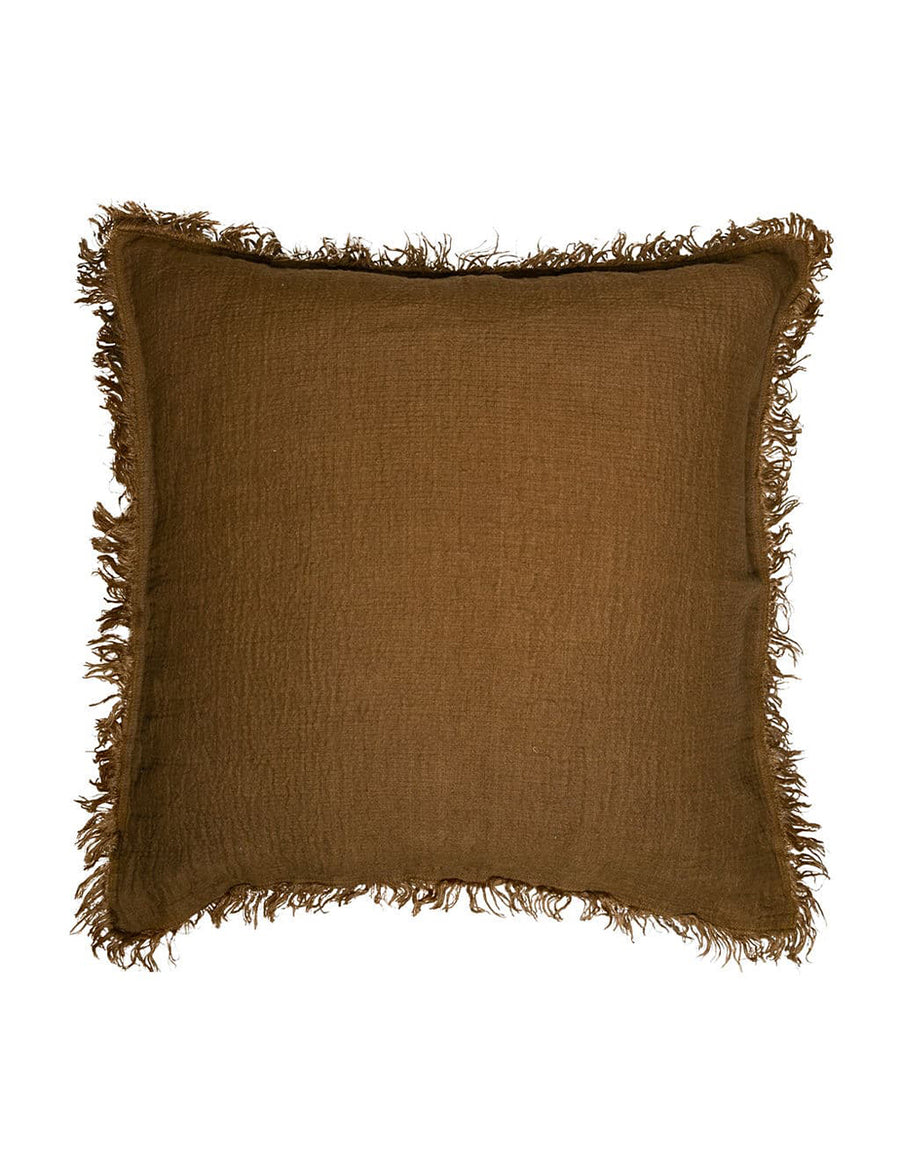 linen textured european pillowcase in tobacco colour
