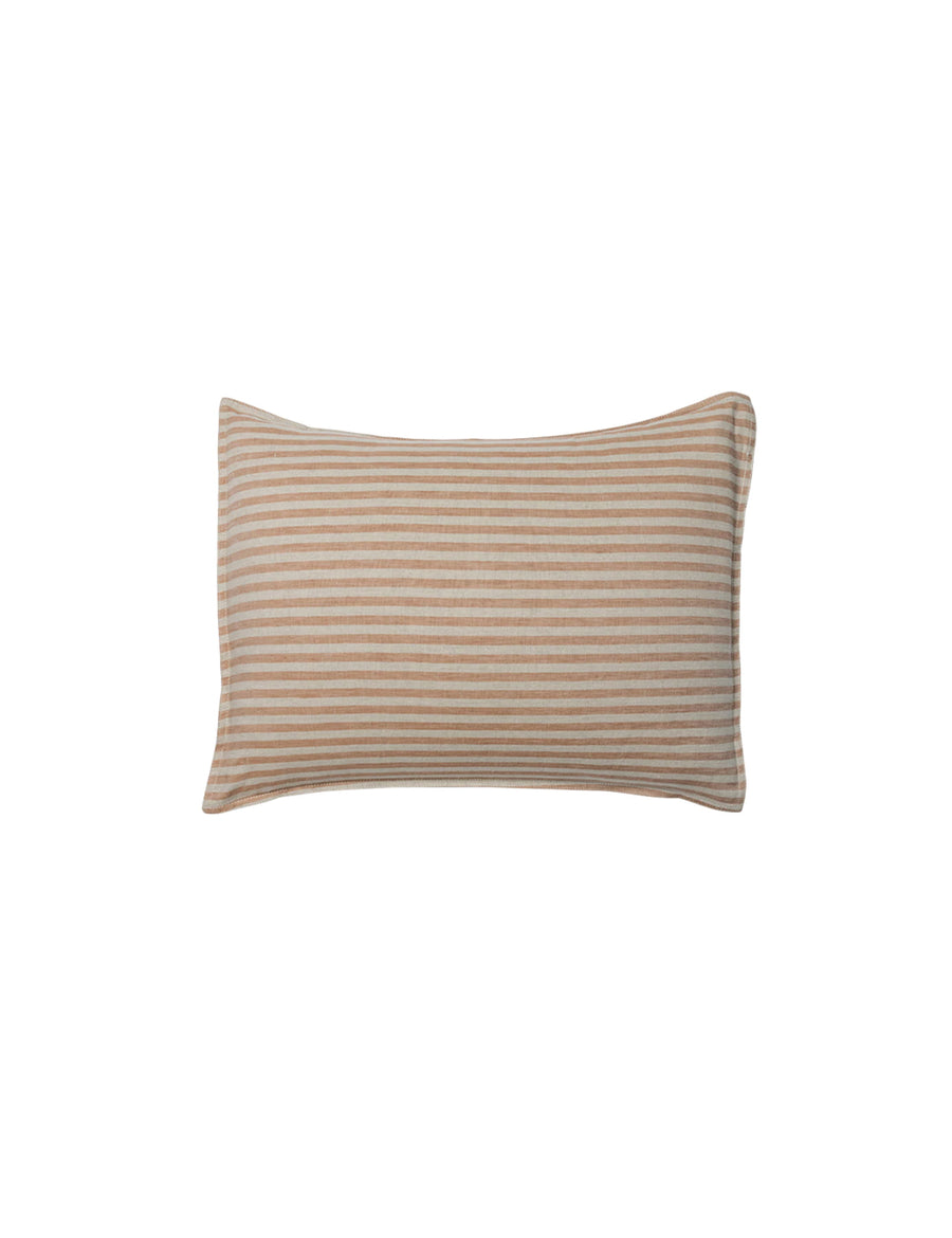 chaplin stripe linen petite pillow in caramel 