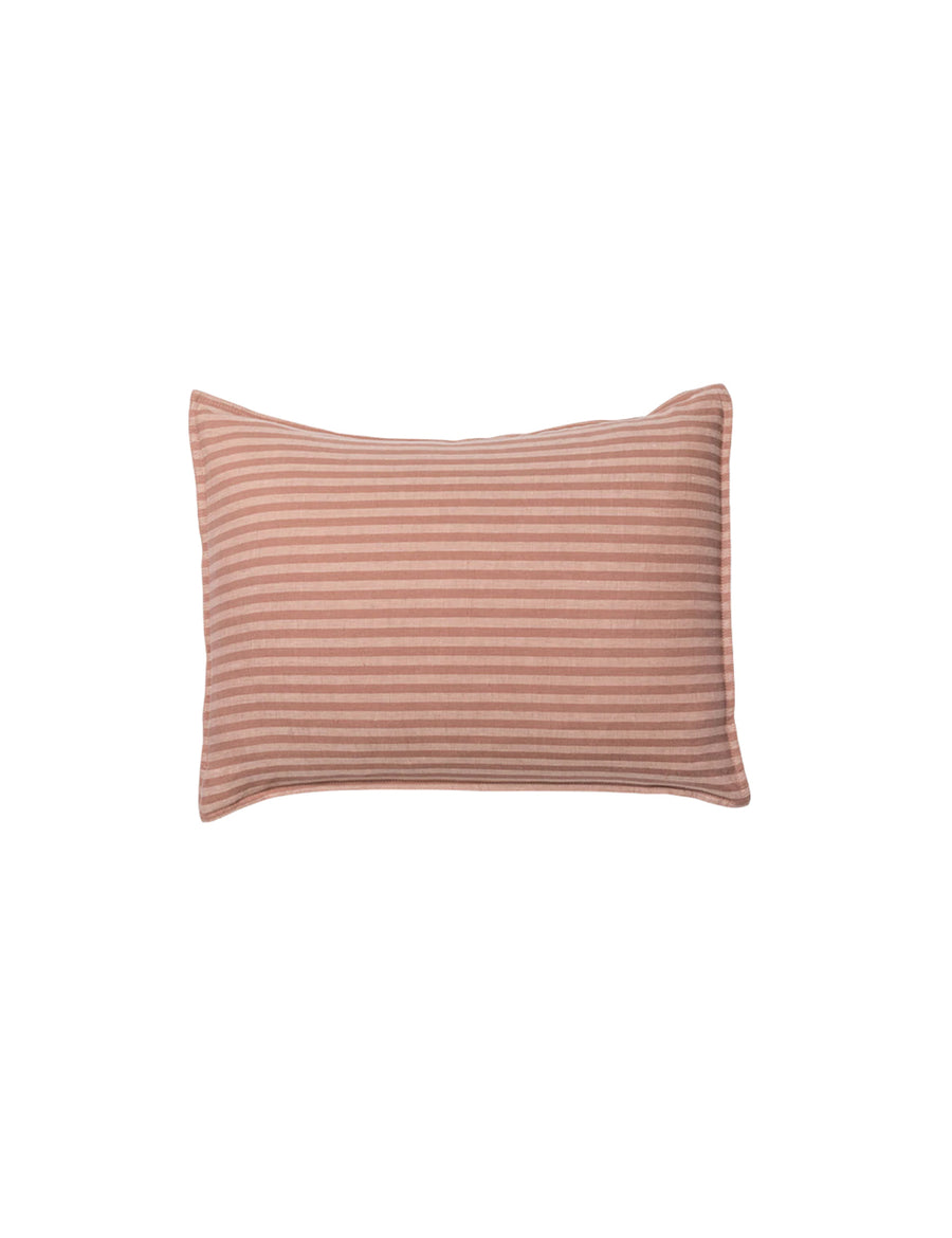 chaplin stripe linen petite pillow in grenache 