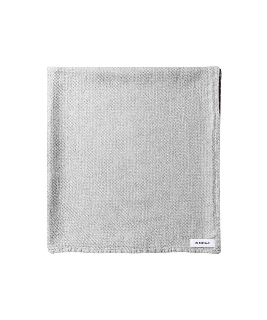 pure linen jacquard bath towel in cement colour