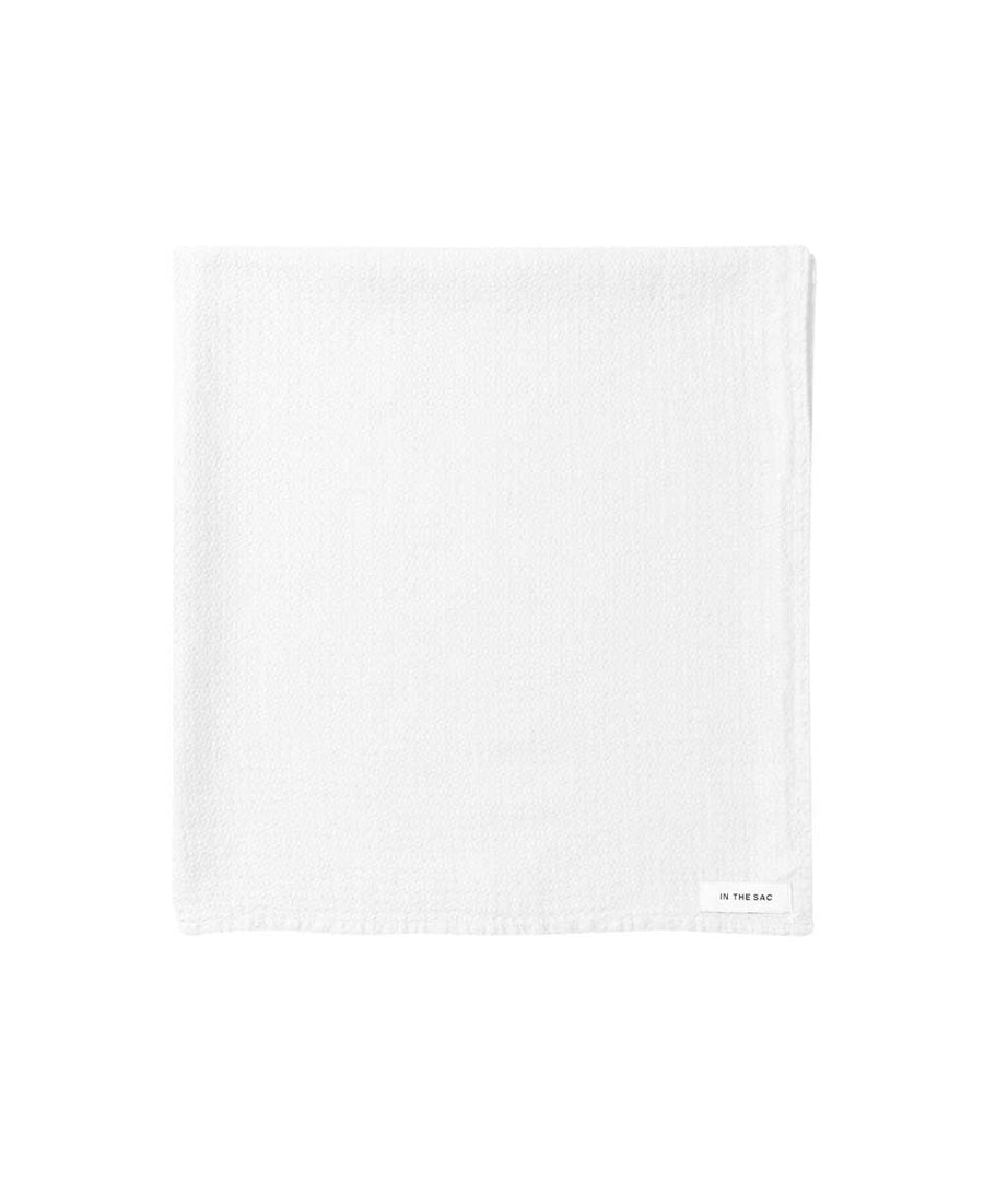 pure linen jacquard bath towel in white colour