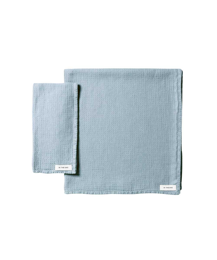 pure linen jacquard hand towel in azure colour