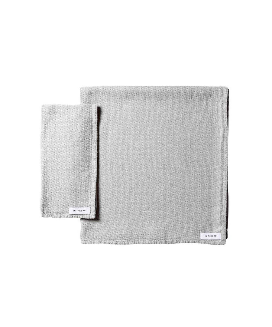 pure linen jacquard hand towel in grey colour