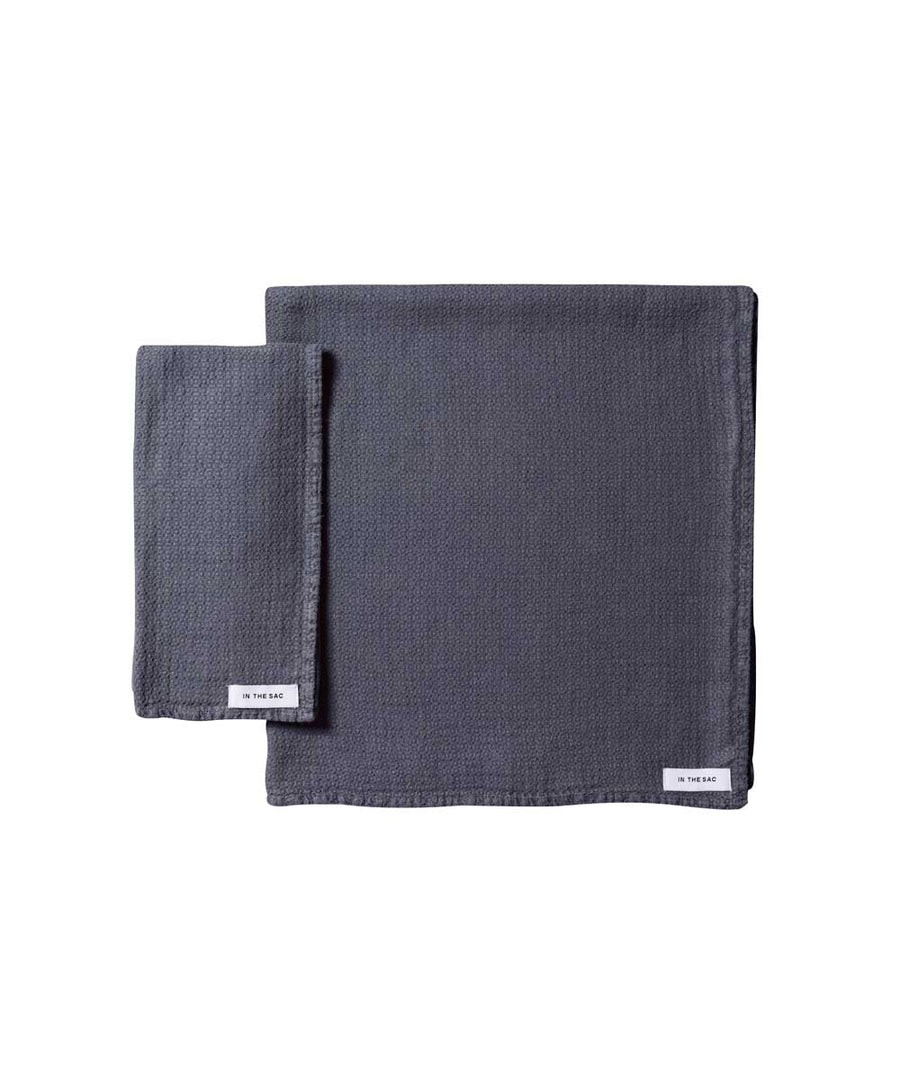 pure linen jacquard hand towel in graphite colour