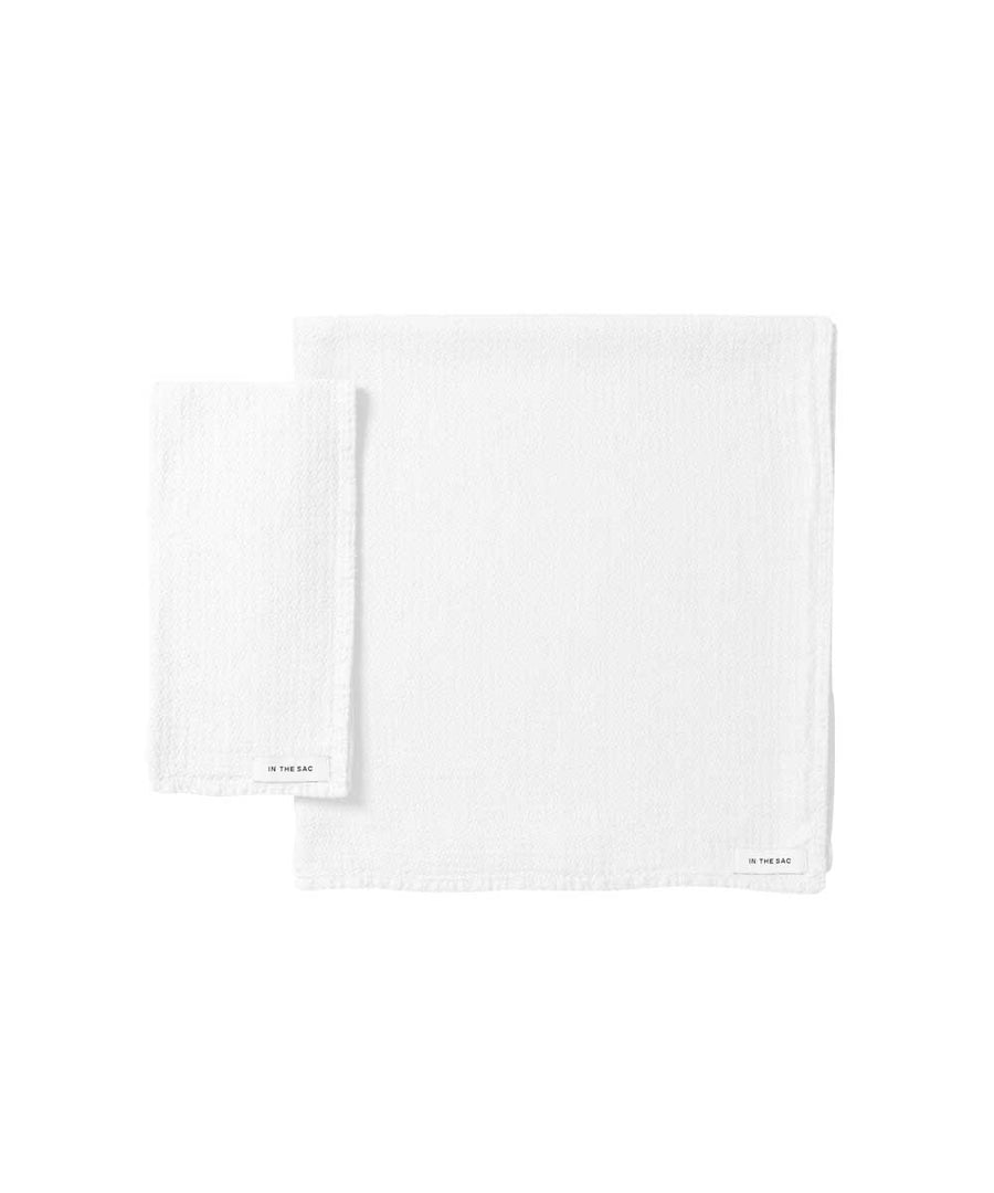 pure linen jacquard hand towel in white colour