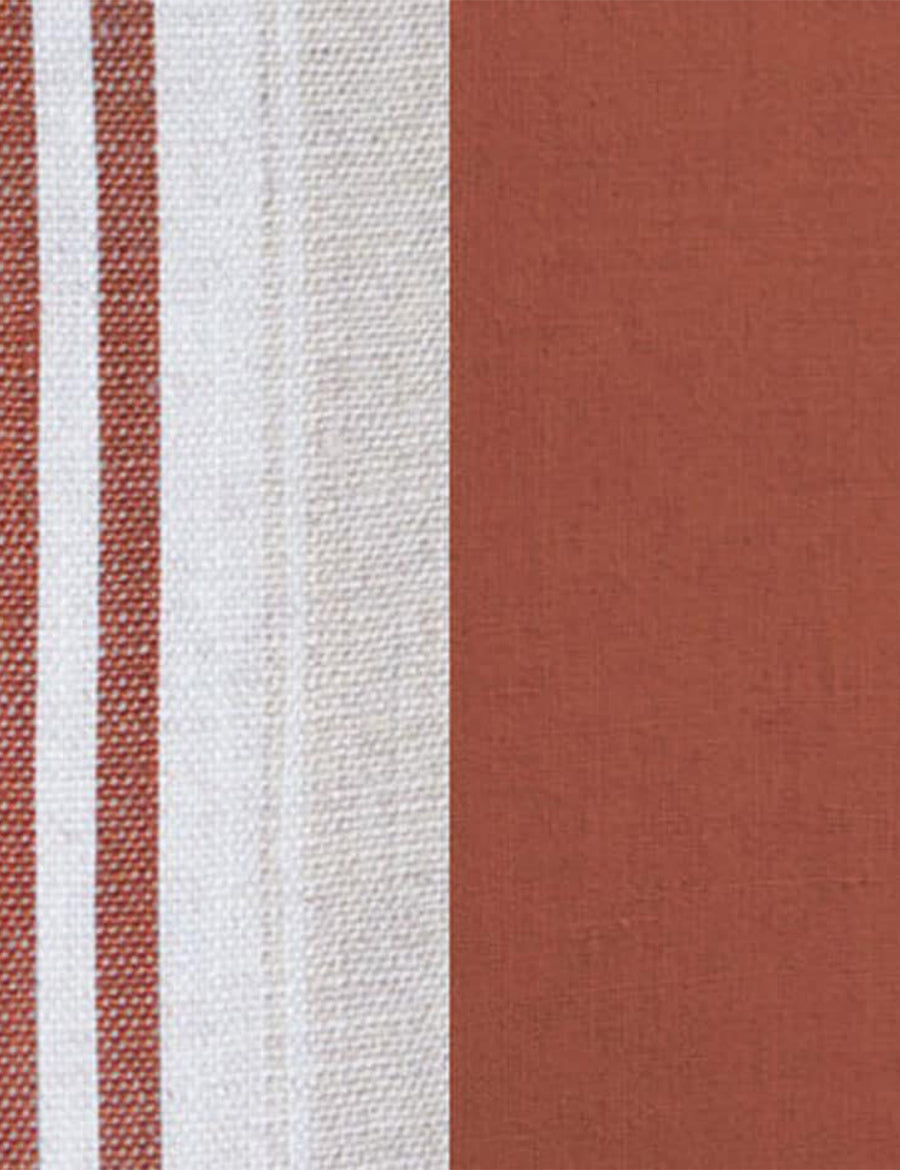 colour swatch of the reversible vintage stripe quilt set in rust