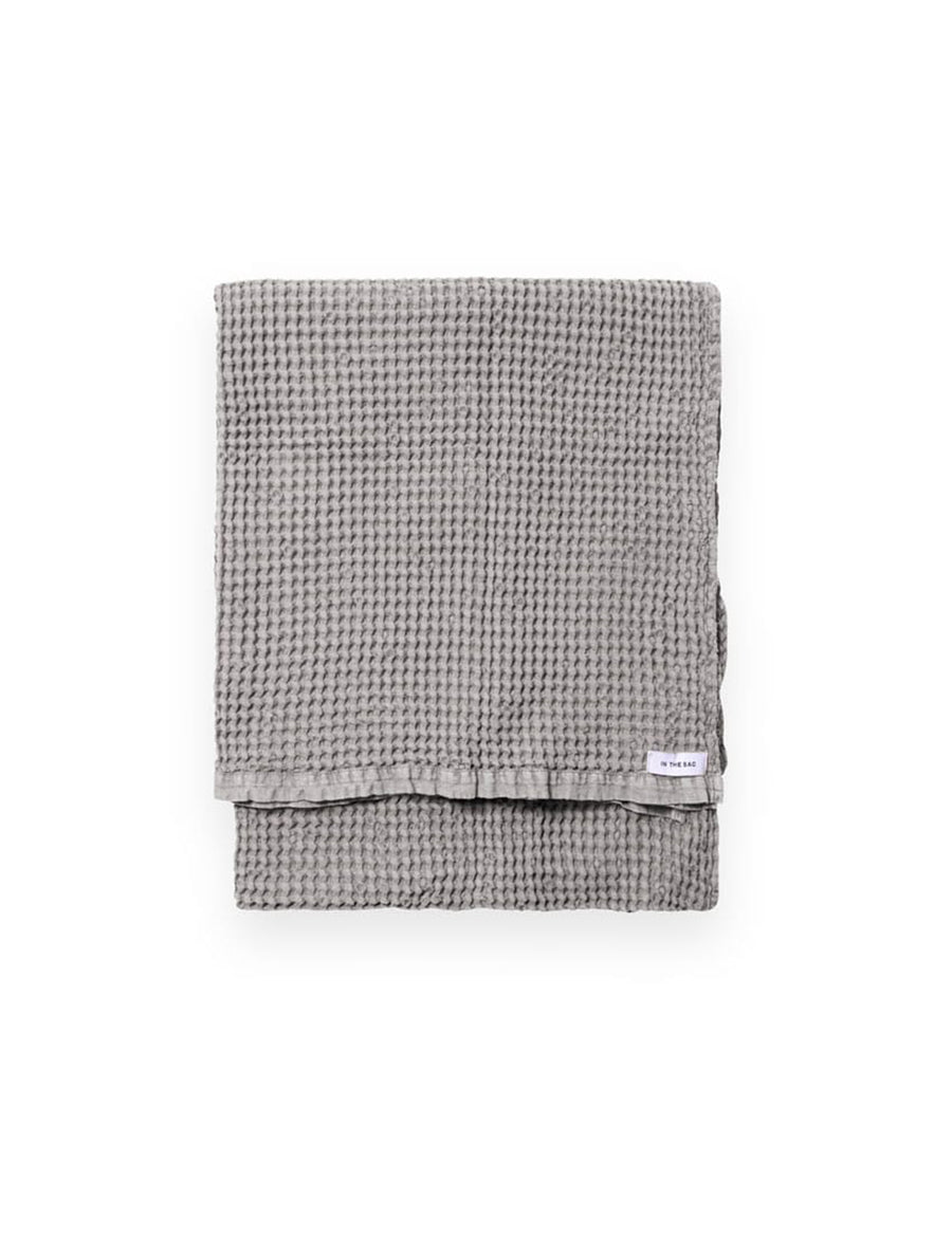 linen waffle bath towel in grey colour