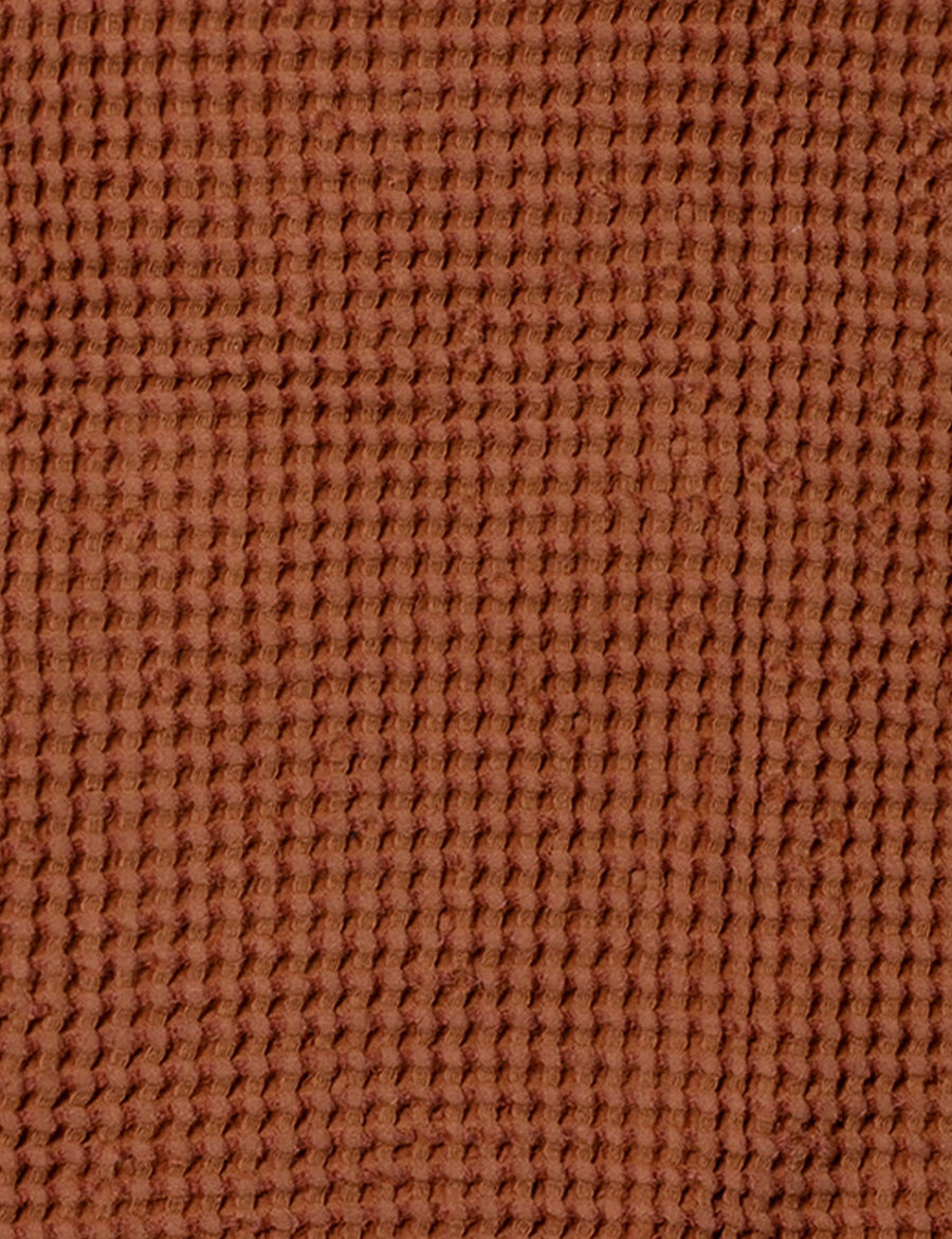 colour swatch of the linen waffle bath towel in rust colour