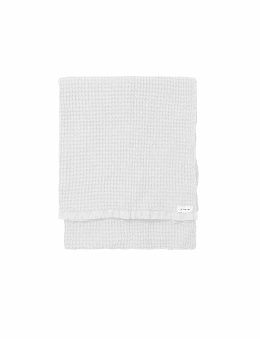 linen waffle bath towel in white colour