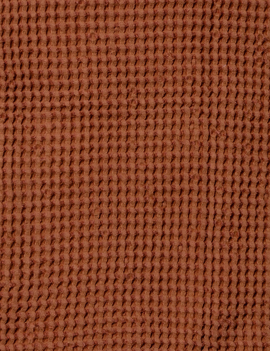 colour swatch of linen waffle bath robe in rust colour 