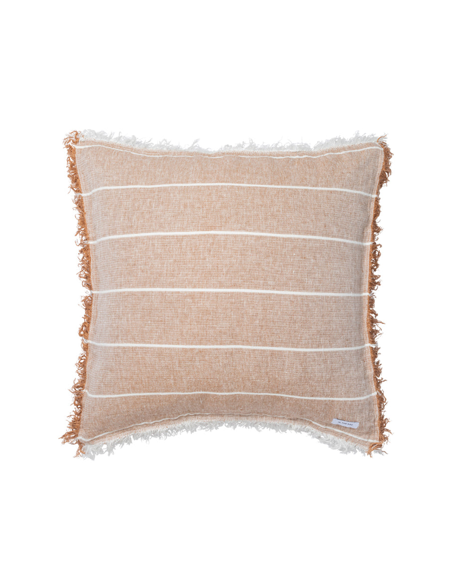 AVENUE PINSTRIPE EUROPEAN PILLOWCASE | CARAMEL/NATURAL