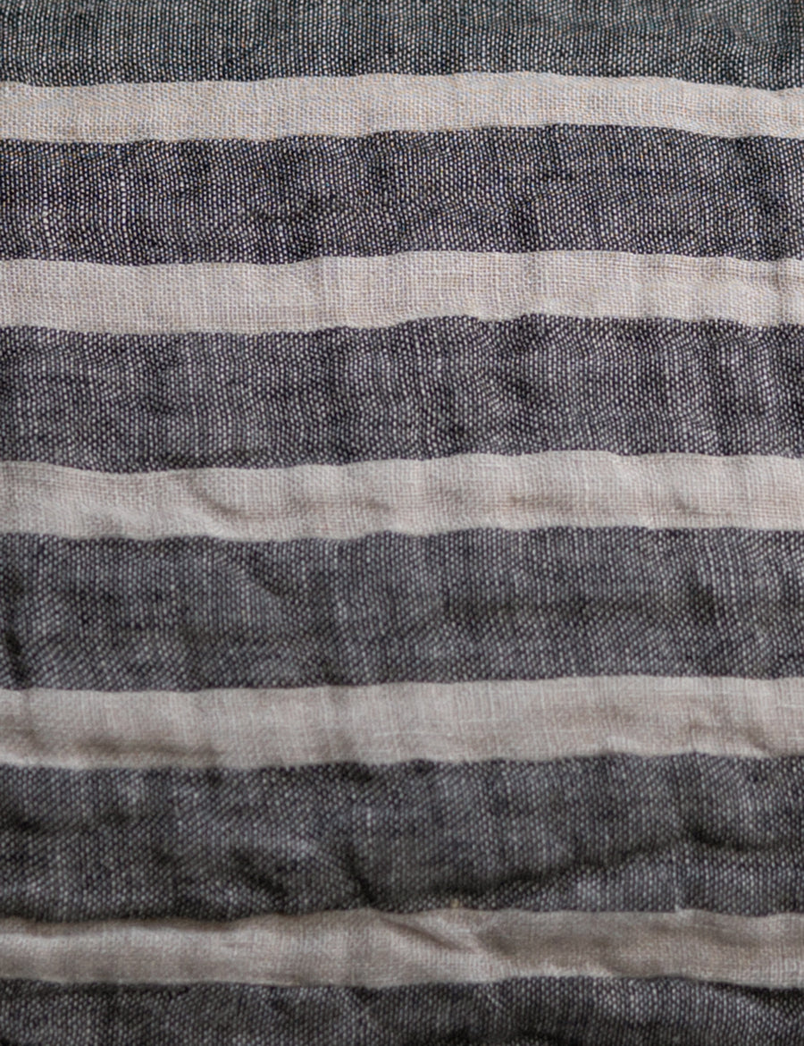 colour swatch of charcoal natural stripe lumbar pillow