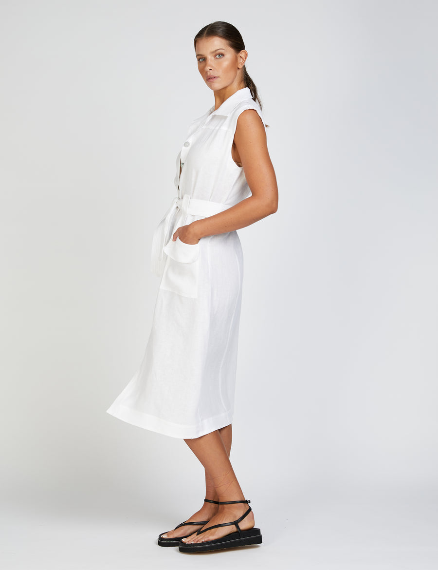 AMALFI SAFARI DRESS | WHITE