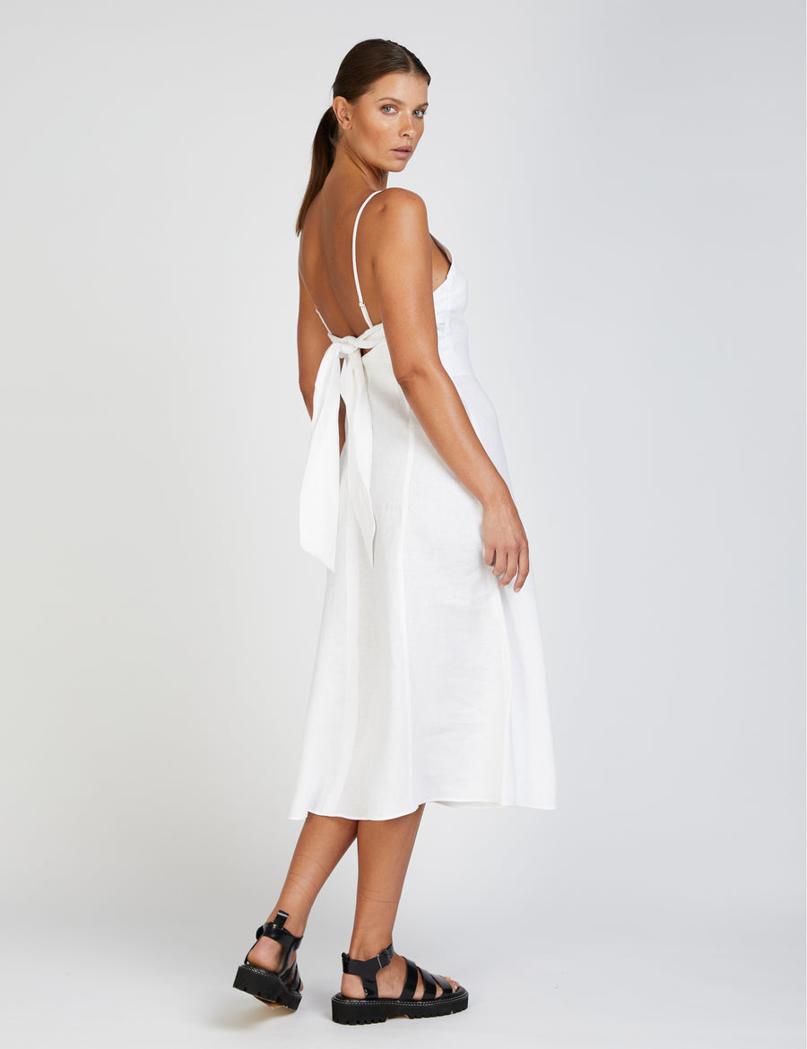 AMALFI TIE DRESS | WHITE