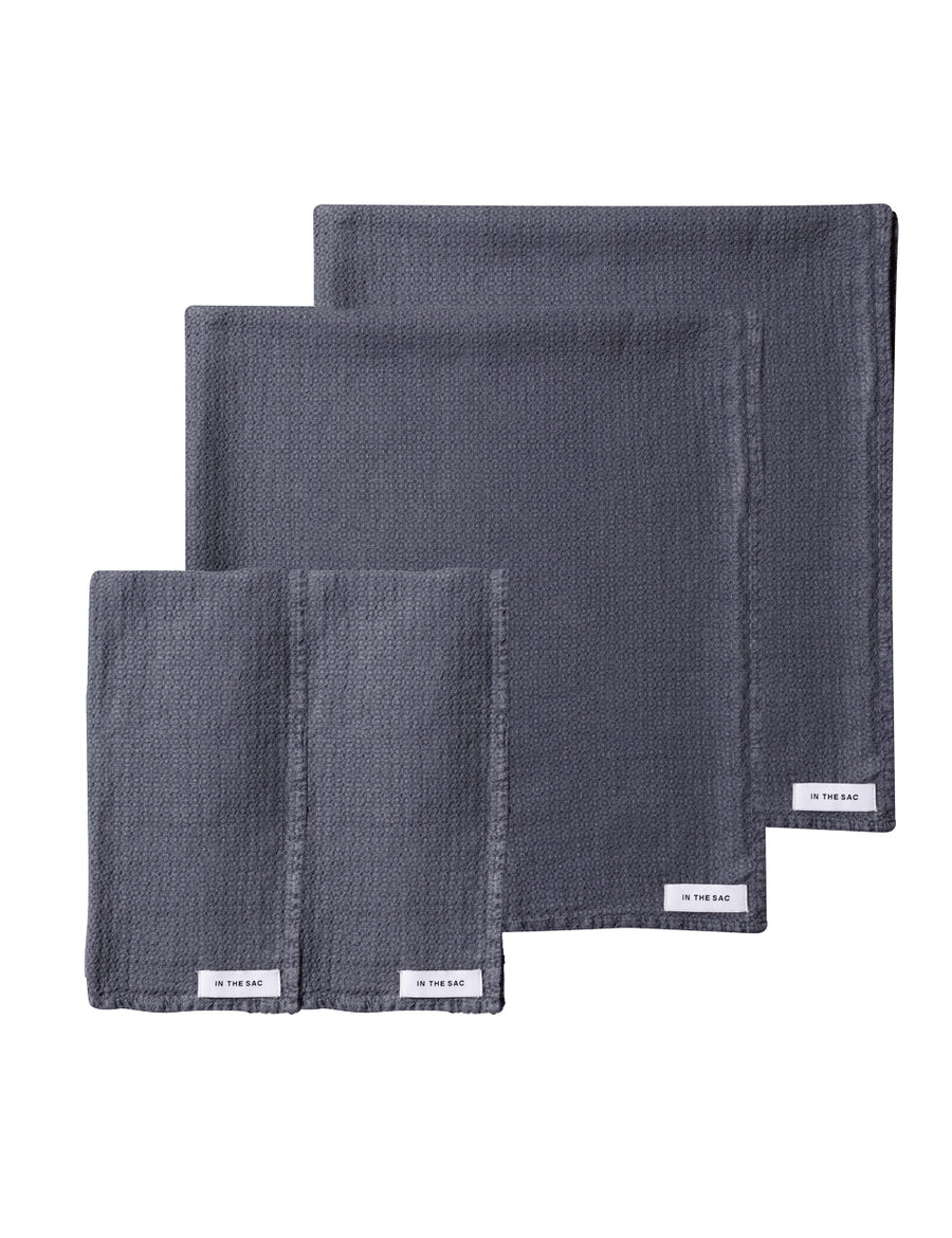 bundle photo of linen jacquard hand and bath towel in graphite colour