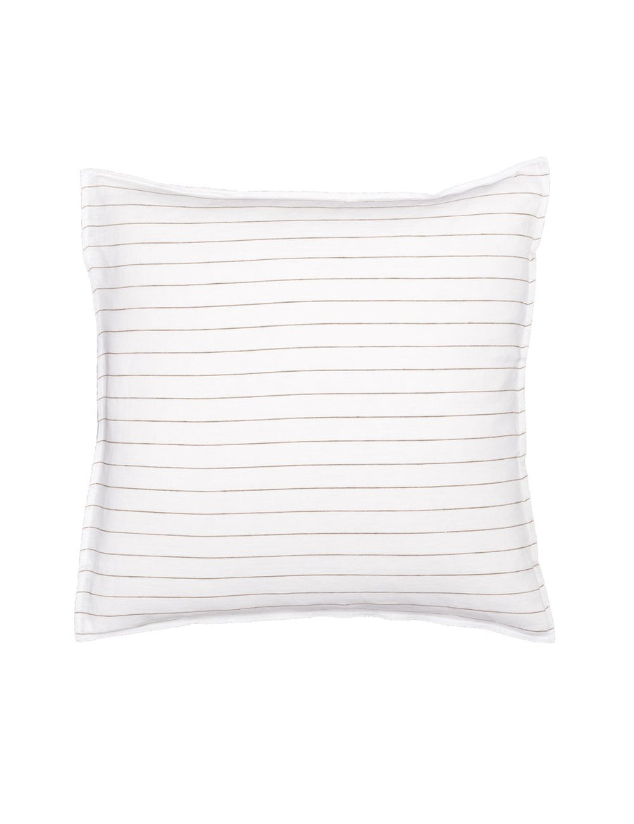 EUROPEAN PILLOWCASE | WHITE/OLIVE STRIPE