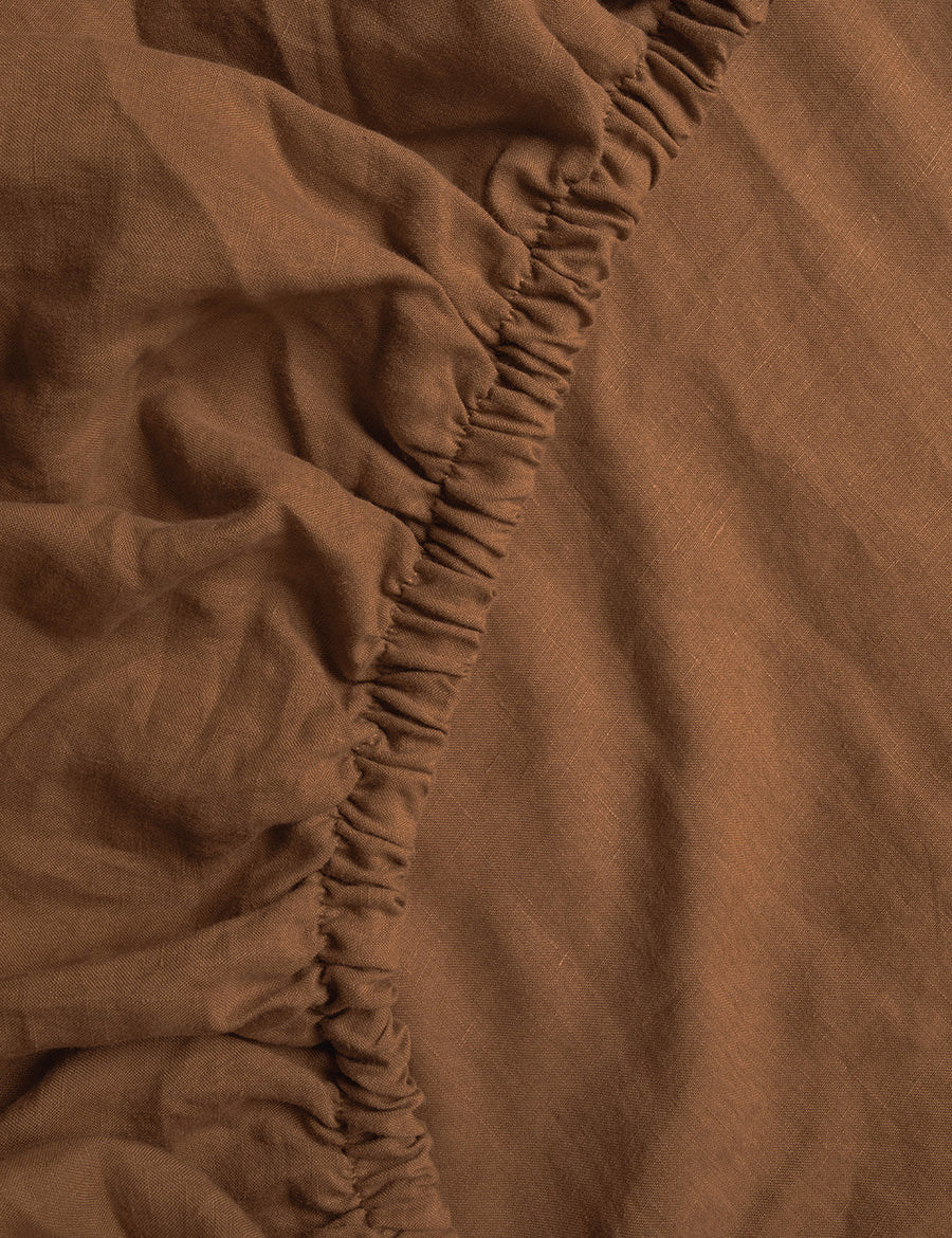Linen Fitted Sheet Cognac
