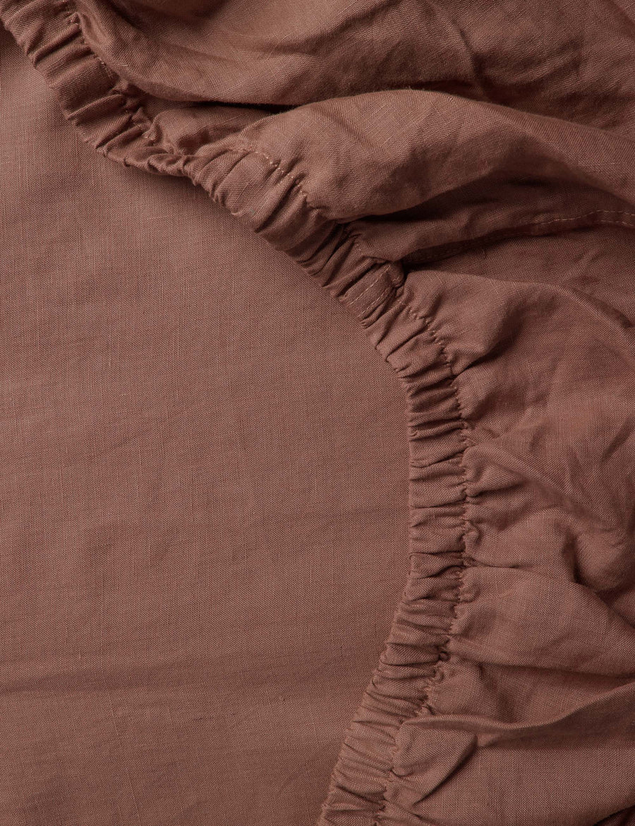 Linen Fitted Sheet Maple