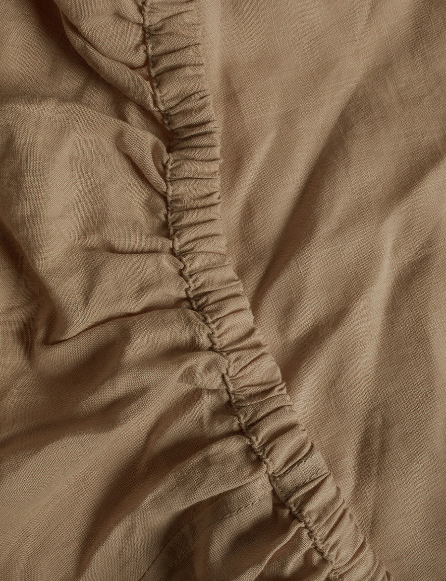 Linen Fitted Sheet Teak
