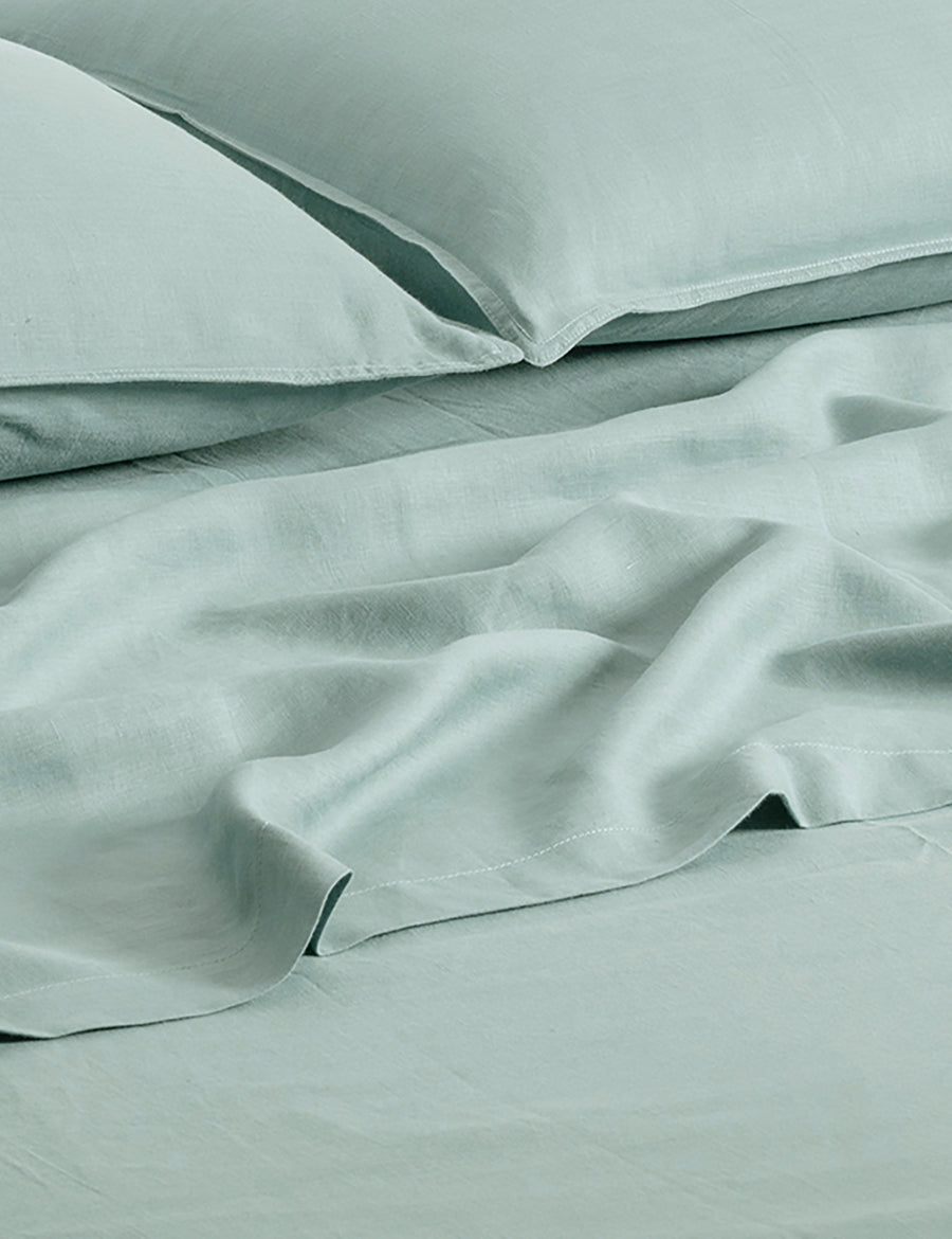 linen flat sheet in azure colour