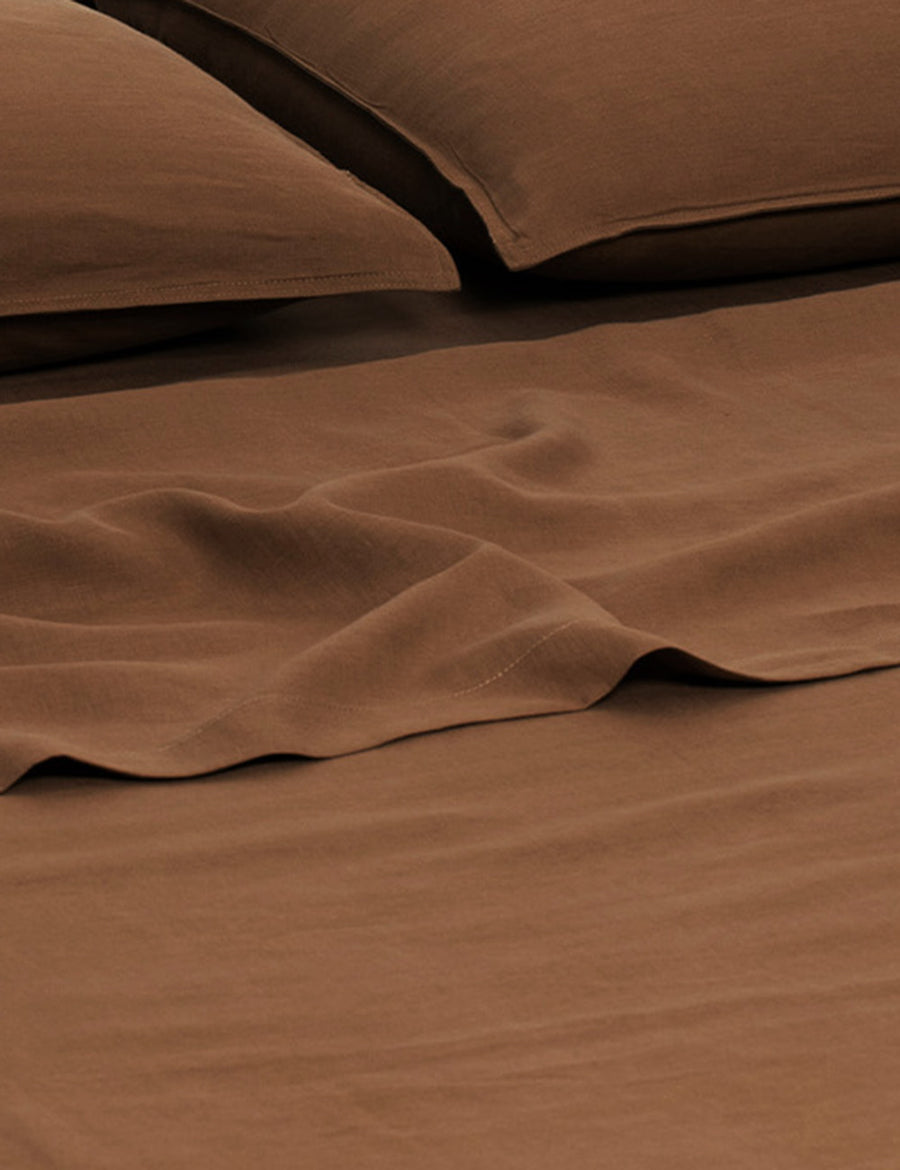 Linen Flat Sheet Cognac