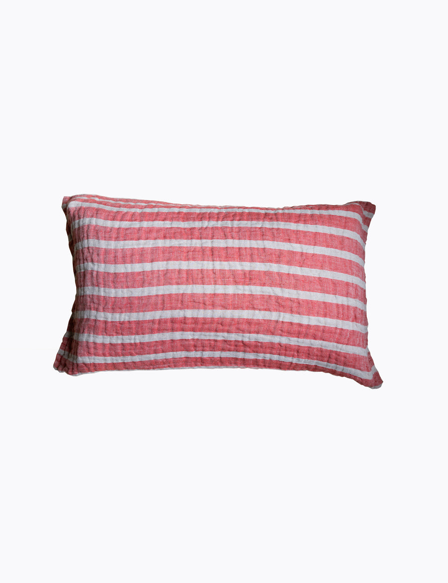 red natural stripe king pillowcase