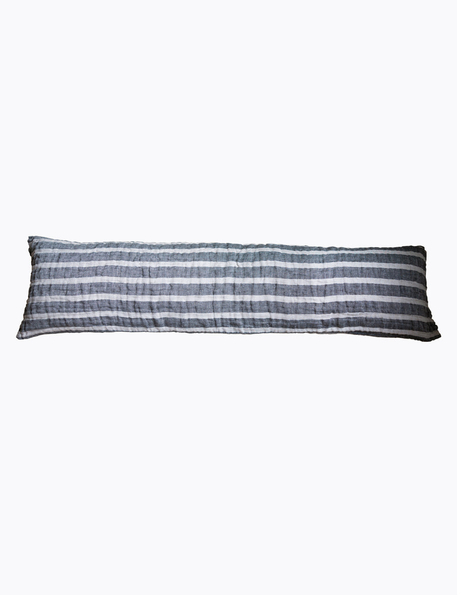 jumbo lumbar pillow in charcoal natural stripe
