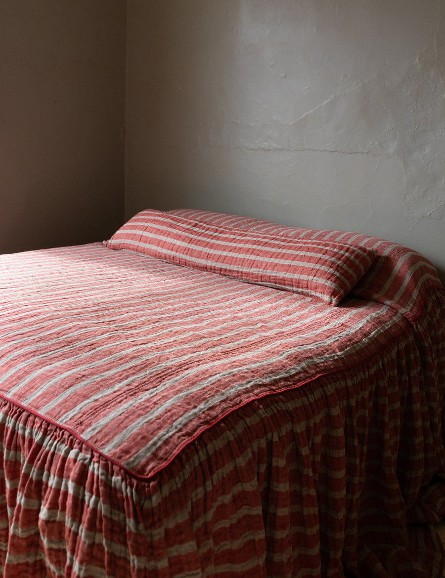 jumbo lumbar pillow in red natural stripe