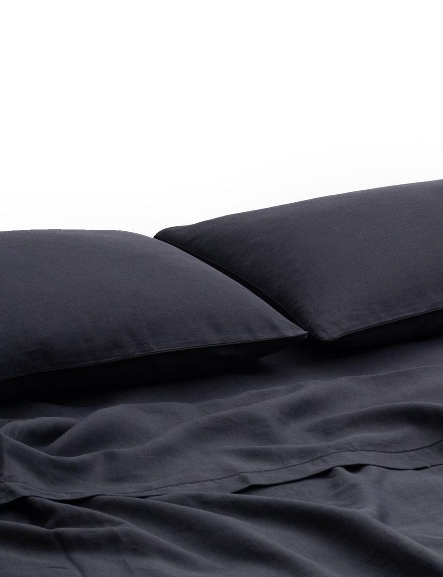 PIPED SHEET SET | CHARCOAL