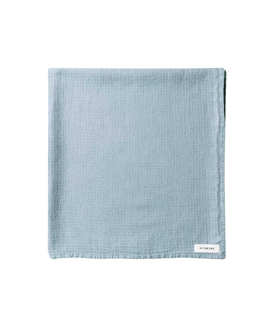 pure linen jacquard bath towel in azure colour