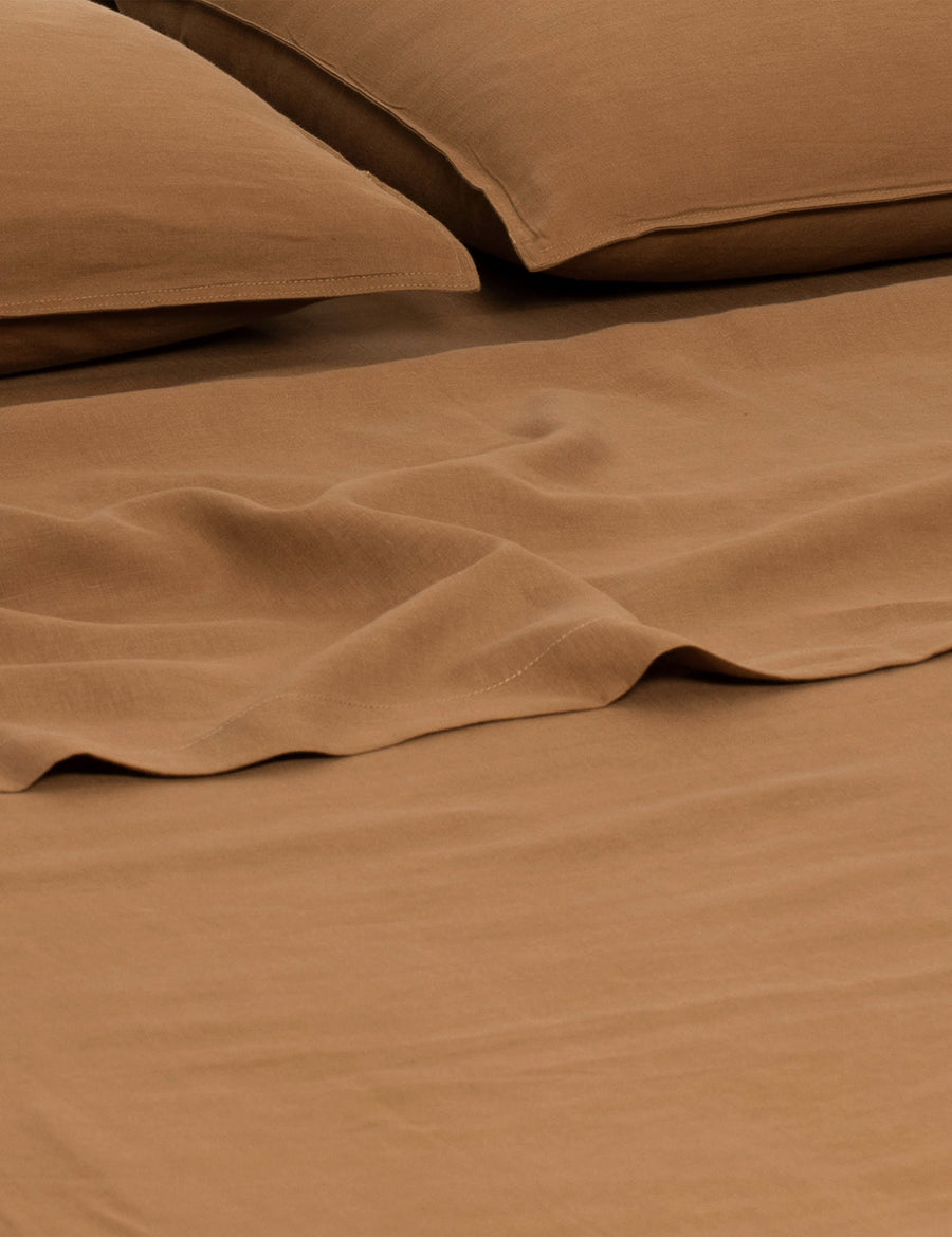LINEN FLAT SHEET | CARAMEL