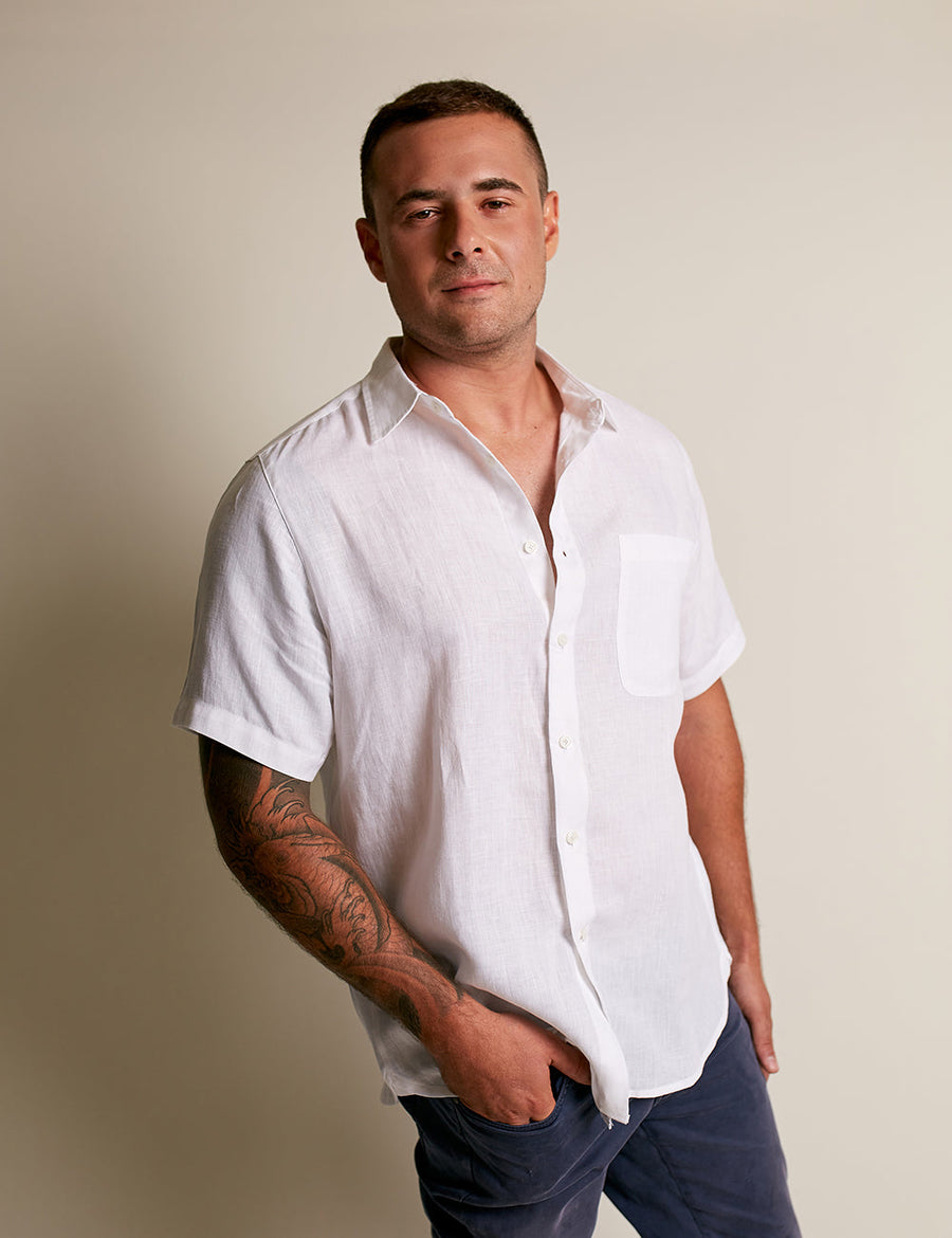 MENS SHIRT | CASUAL FIT | SHORT SLEEVE | WHITE